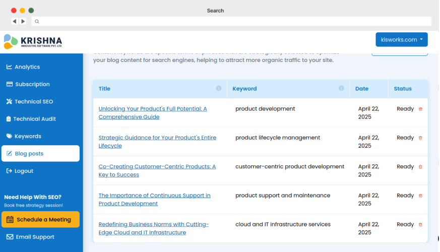 KISMetrics SEO Automation Platform